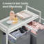 Clothes Hamper with 2 Compartments, Removable Liner Bags, Laundry Basket, Shelf, Grey and Brown-1637216633