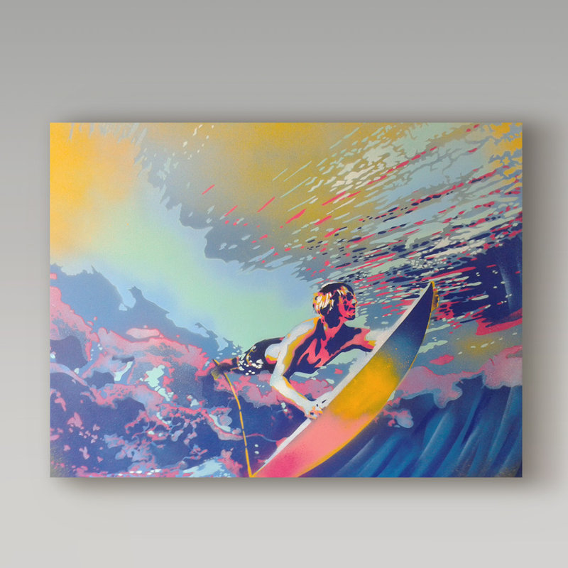 « surfing », reproduction d’impression sur toile tendue, H 14 po x l 19 po x P 2 po