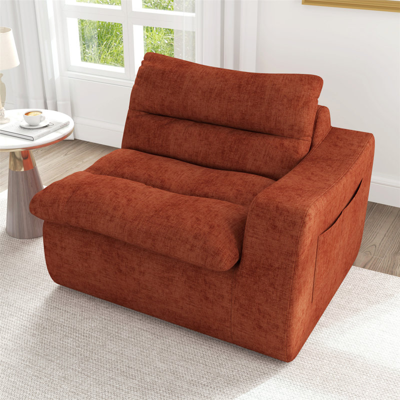 Canapé de plancher confortable et moderne pour diverses pièces, améliorant la détente, Orange, Face à la droite
