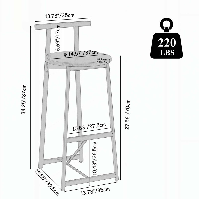 Set of 3 Bar Stools with Backrest for Kitchen Island, Dining, Pub, and Various Rooms, Ideal for Multiple Settings, White