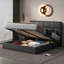 Grand lit plateforme tapissier avec système de rangement hydraulique, structure de lit robuste et moderne avec rangement relevable, aucun sommier tapissier requis,-2045565808