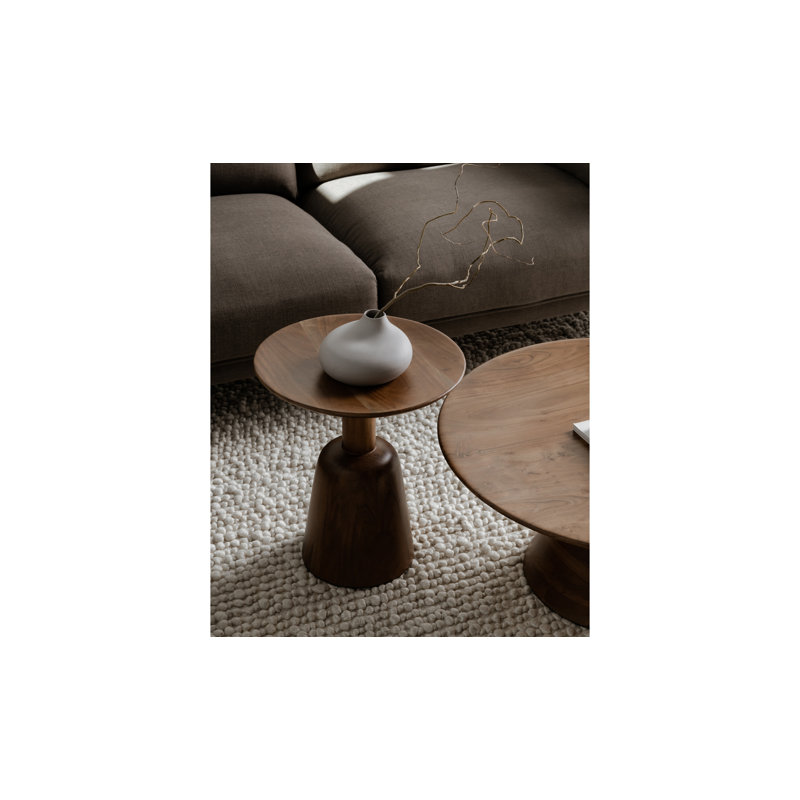 Nels Solid Wood End Table, Dark Brown