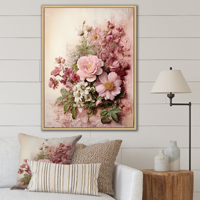 " Blossoming Pink Rose Rustic Bouquet "