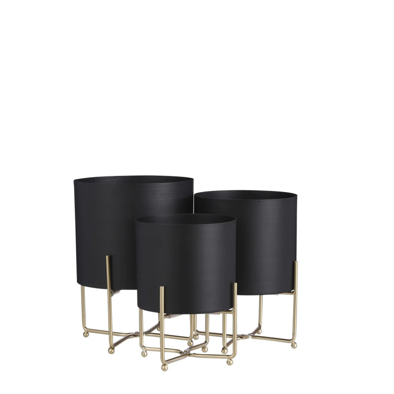 Adeliene Ceramic Pot Planter, 65cm H x 29cm W x 29cm D, Black