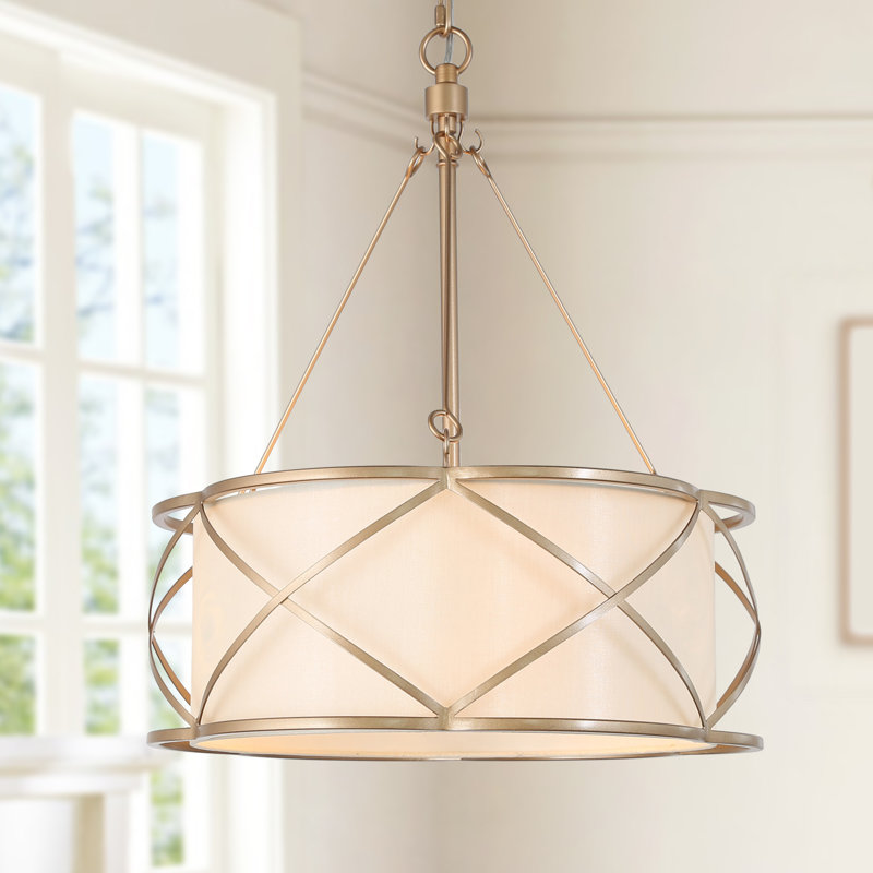 3-Light Drum Cage Chandelier Gold