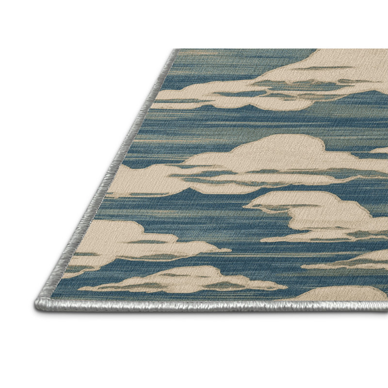 Washable Cloud Formations Hawaiian Area Rug, Square 3'