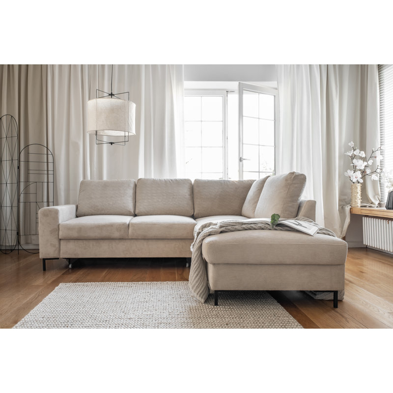 Lofty Lilly 6 seater Corner Sofa Bed, Beige, Right Hand Facing