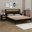 Grand lit plateforme en rotin moderne cannage 3 pièces Bhrigu + table de chevet * 2-128314450