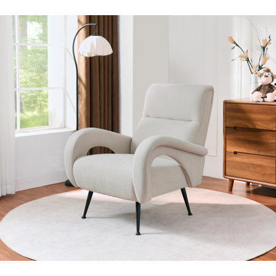 Olie Curved Arm Sculptural Corduroy Accent Chair,Retro Comfort for Modern Living Rooms
