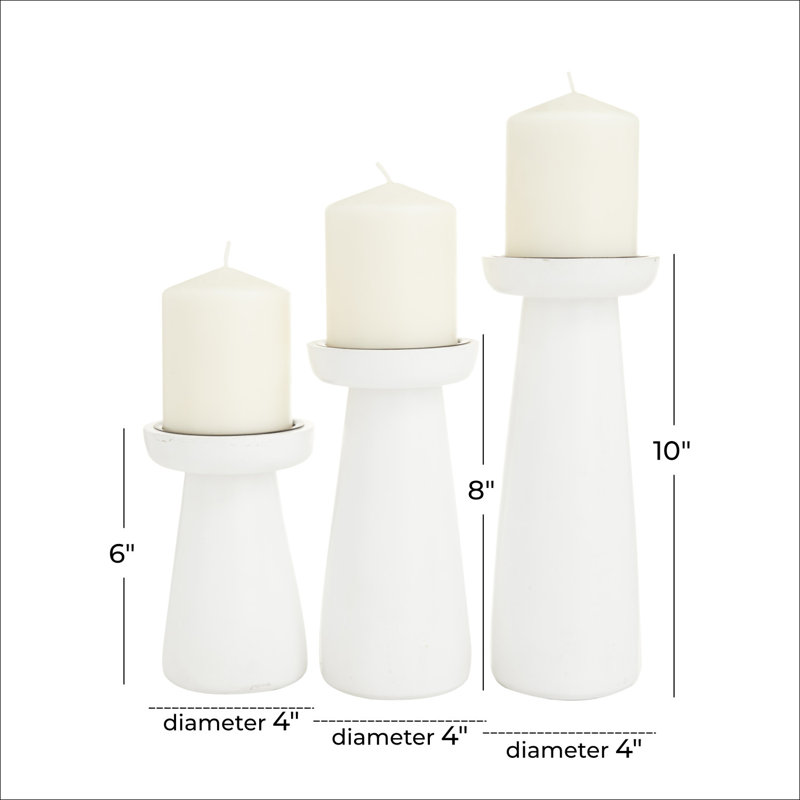 Wood Tabletop Candlestick, White