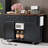 53.7" Farmhouse Kitchen Island with Drop Leaf, Power Outlet, 2 Sliding Barn Doors, 3 Drawers, Spice Rack, 5 Lockable Wheels-1165223138
