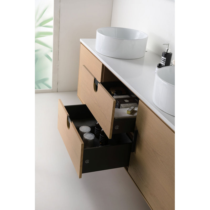 Portree 72" W Double Vanity, Whitewash Oak