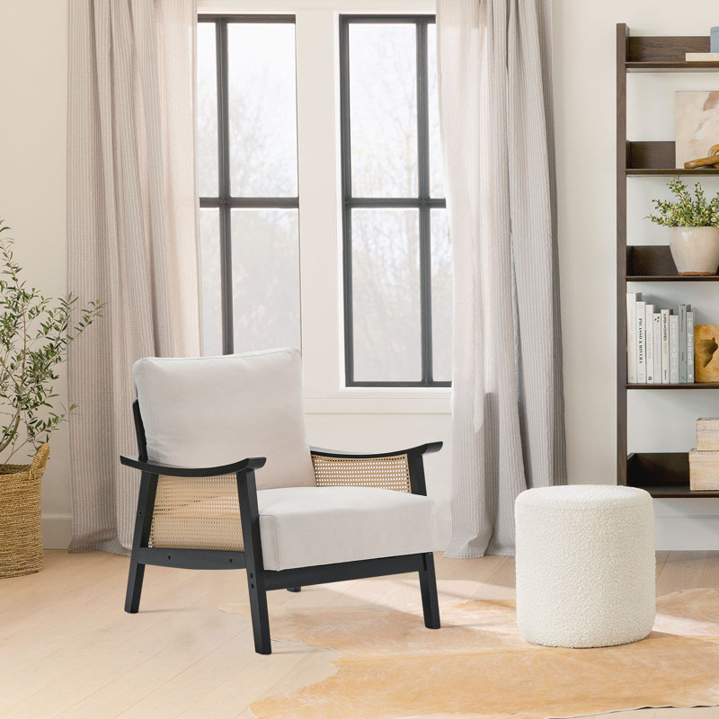 Armchair, Beige Velvet, 79" H x 69" W x 79" D
