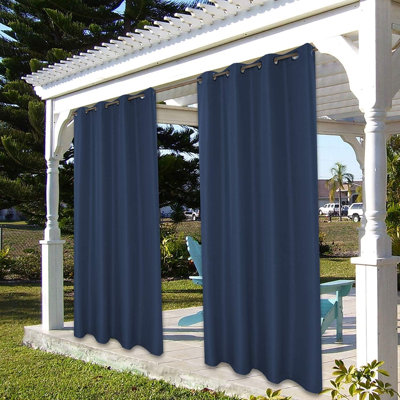 Outdoor Waterproof Curtains For Patio Privacy Grommet Light Filtering Outside Curtains For Gazebo, Porch, Pergola, Pavilion, 1 Panel, 54W X 84L Inch, Navy