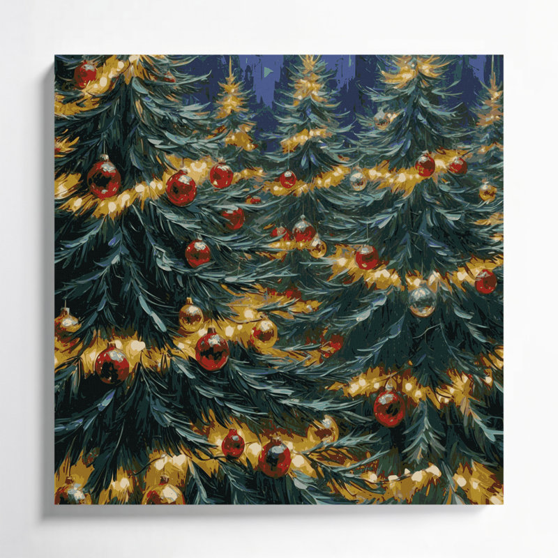 «Christmas Christmas Trees», art mural sur toile verte, H 16 po x l 16 po