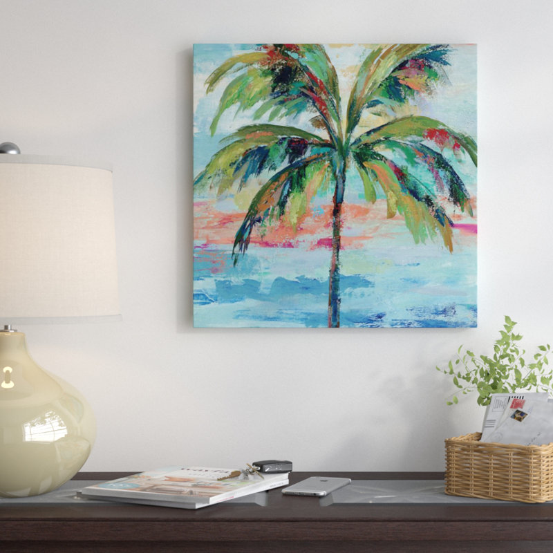 «California Palm I», reproduction de peinture à l'aquarelle, H 12 po x l 12 po x P 1,5 po, Toile
