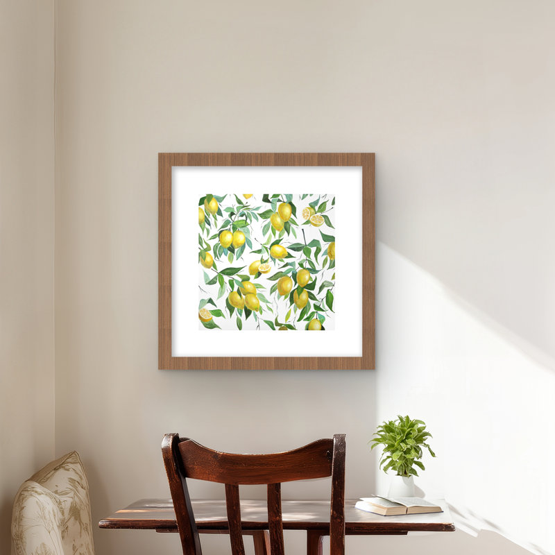 Lemon Pattern Framed Matted Print | Food Illustrative Decor