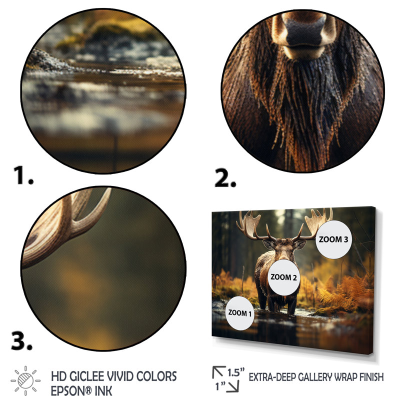 «Canada Majestic Moose III», art mural Canada large, H 16 po x l 32 po x P 1 po, Toile tendue