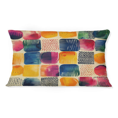 Coussin lombaire géométrique rouge et bleu III