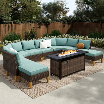 Argyri 10 - Person Modular Patio Conversation Set with Cushions