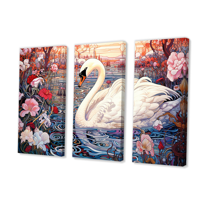 Ensemble de décorations murales Swans Majesty Horizon I - Swans Animal, H 28 po x l 36 po