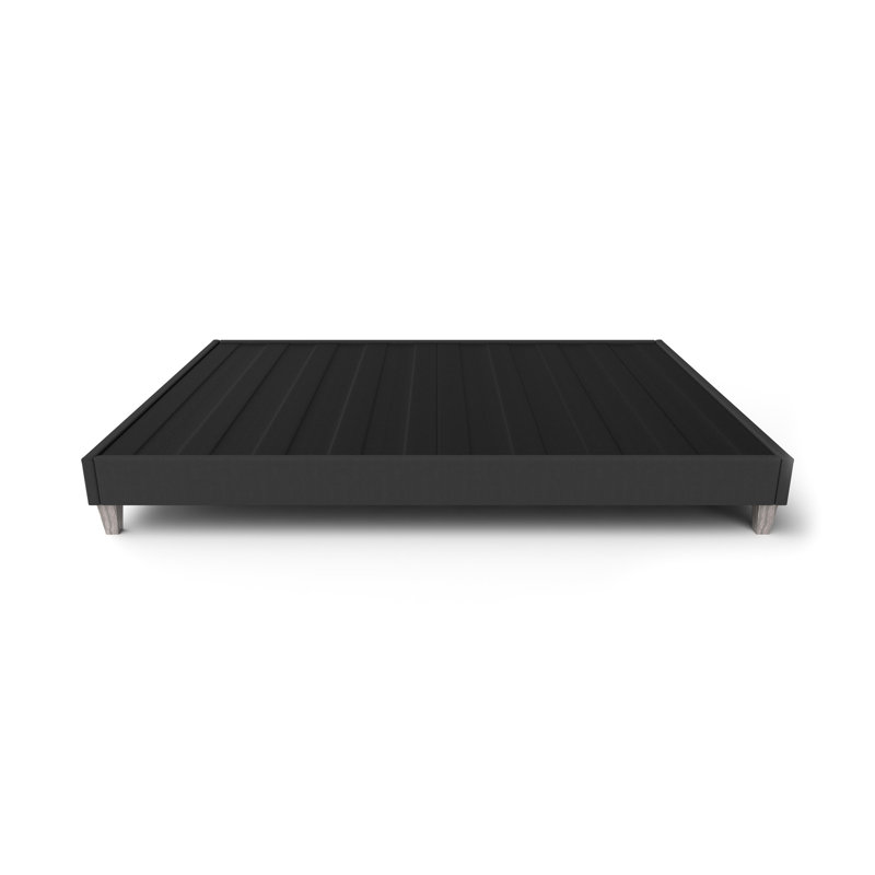 Structure de très grand lit avec option d'installation express - sans outils, pieds modernes en similicuir, revêtement en tissu gris avec revêtement rapide