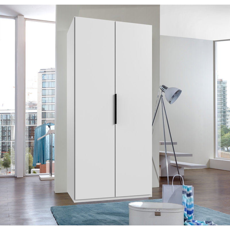 Guardino 2 Door Wardrobe, White, 236cm H x 100cm W x 58cm D