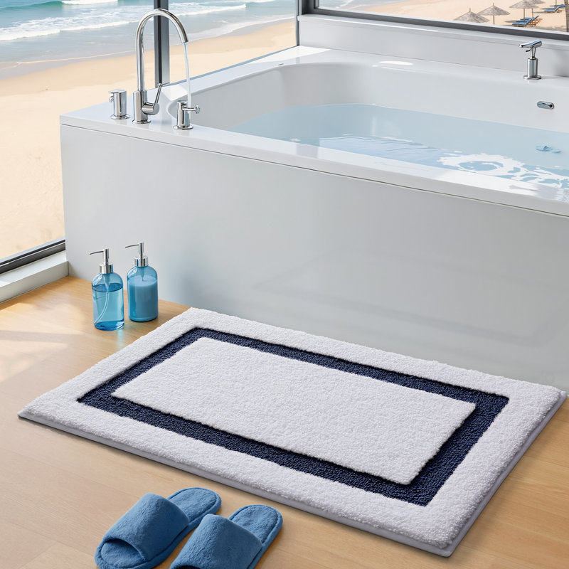 Tapis de bain avec envers antidérapant, 17" W x 30" L, Blue