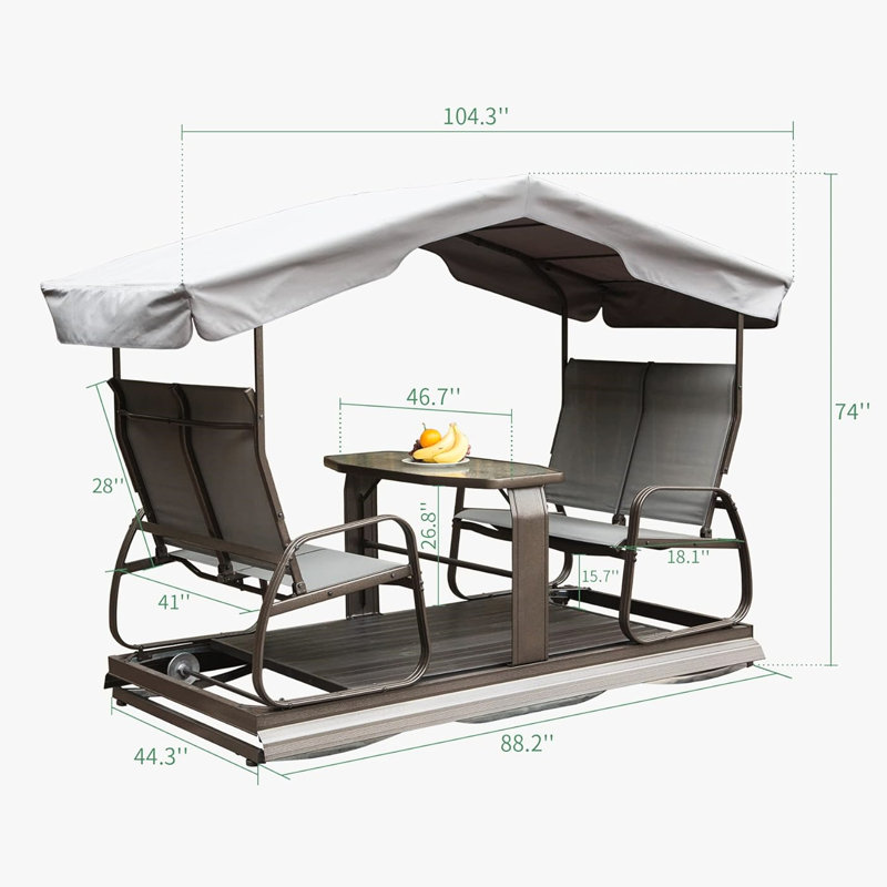 Fauteuil oscillant d'extérieur avec structure en aluminium et moustiquaire amovible - balancelle robuste pour 4 personnes