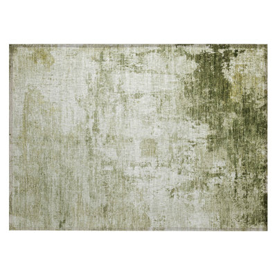 Machine Washable Indoor/Outdoor Xhevrie Sage Rug