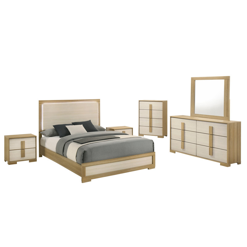 Ensemble de chambre à coucher moderne avec tête de lit Hodnett, Très grand