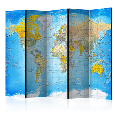 Jahir 225cm W x 172cm H 5 - Panel Solid Wood Folding Room Divider