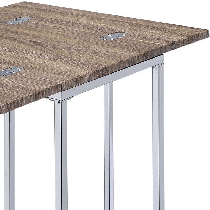 Weathered Oak Side Table With - Expandable Function And Design Rustic-chic & Versatile Surface