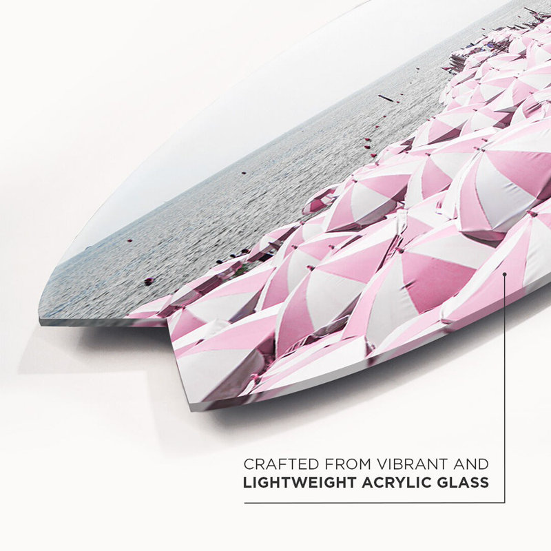 Pink Umbrella Beach Decorative Acrylic Skimboard by Oliver Gal