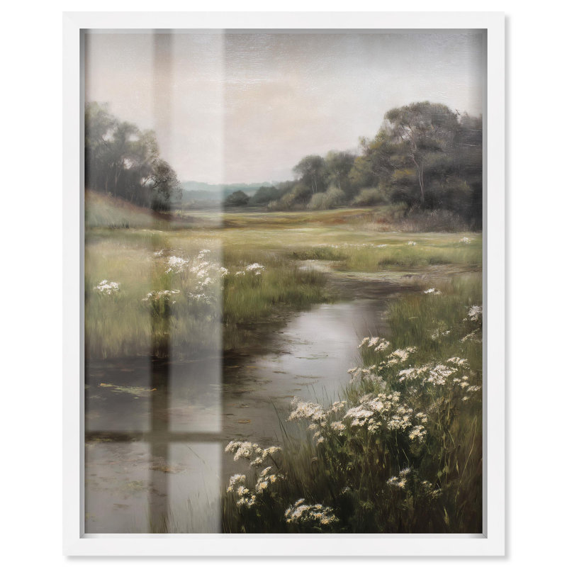 Décoration murale rétro Quiet Waters Shadowbox par Art Remedy, H 46 po x l 37 po, Blanc