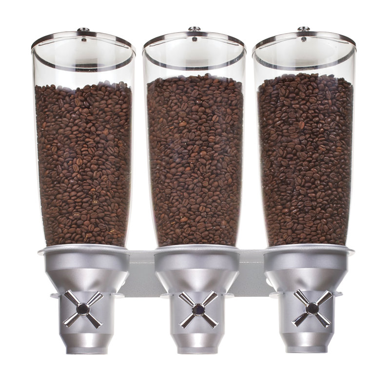Turn N Serve Platinum Wall Mount 5 Liter Triple Canister Cereal Dispenser