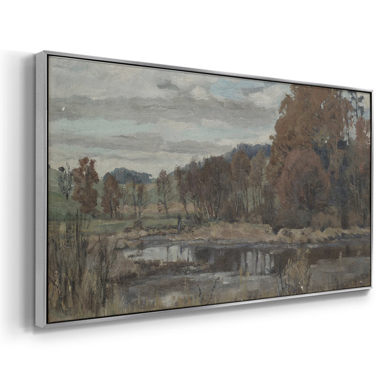 Série paysage - DCLXV III - Toile tendue avec châssis encadré - Prêt à être accroché, H 25 po x l 49 po, Argent argent