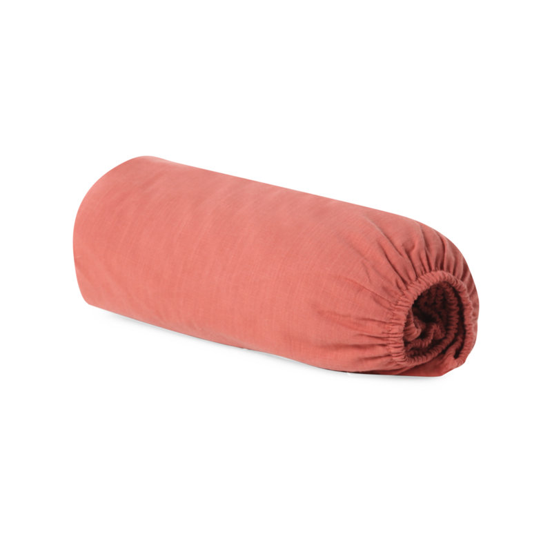 Adysson 100% Cotton Plain Weave Fitted Sheet, Terra Orange, King