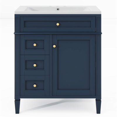 Meuble-lavabo moderne de 30 po avec lavabo supérieur, 2 tiroirs et tiroir basculant pour un rangement efficace et une conception élégante
