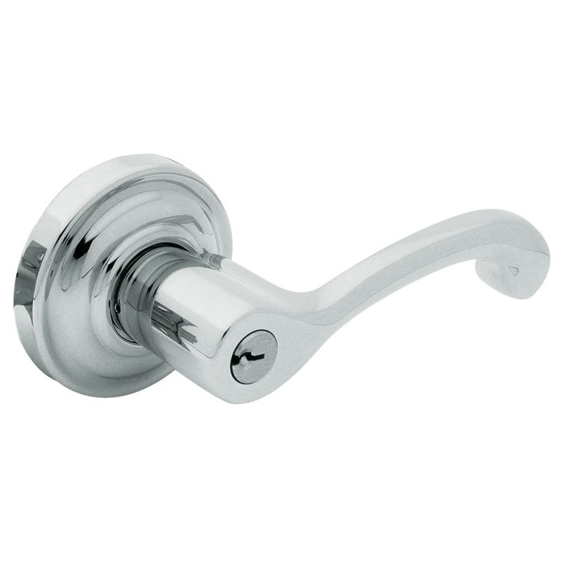 Keyed (Entry) Door Lever with Rosette, Yes, Bright Chrome, Right
