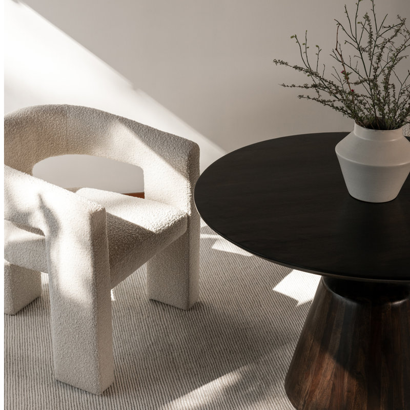 Elo Barrel Chair, White Boucle