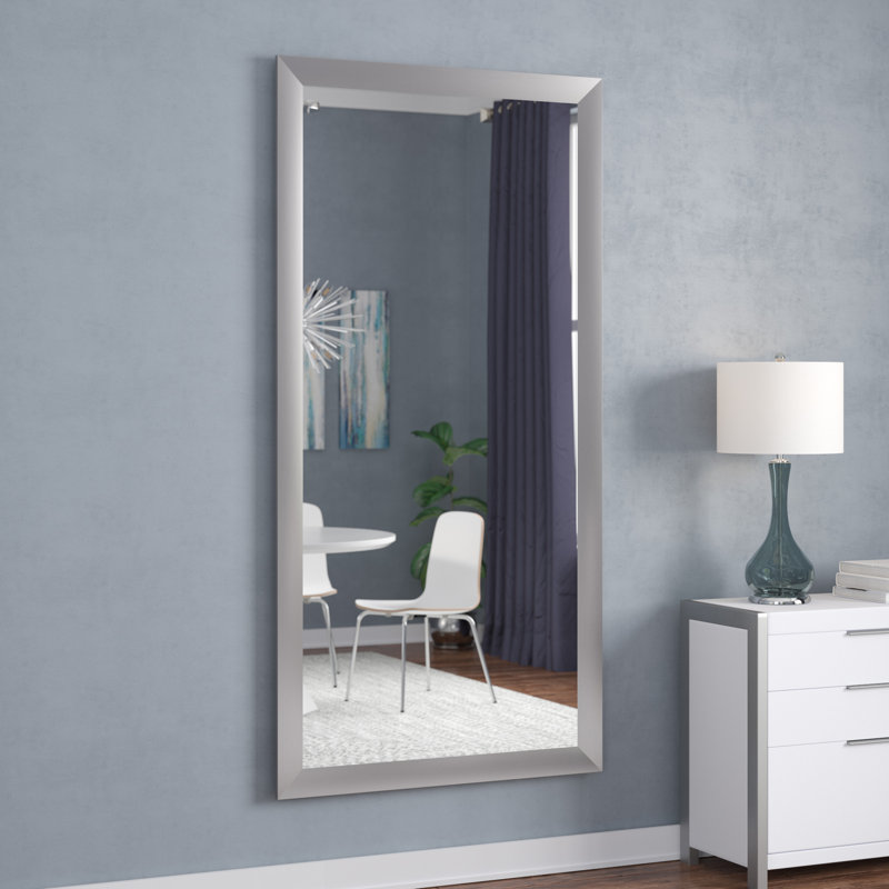 Flat Mirror, 63" H x 25" W x 0.75" D, Brushed Nickel