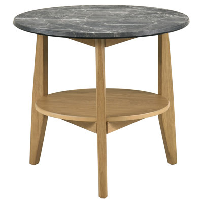 Wessling Round Smarttop End Side Table Grey And Natural