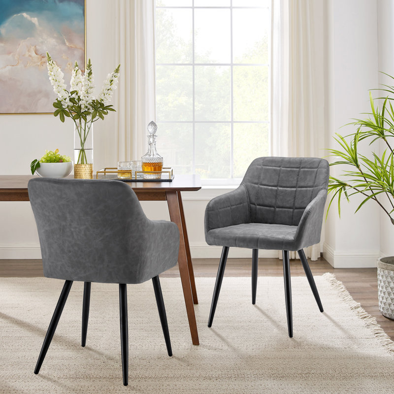 48cm H Upholstered Metal Armchair, Light Grey