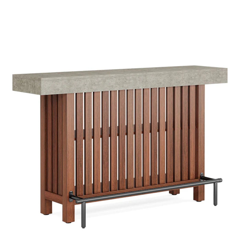 Table basse moderne avec unité de bar intégrée, parfaite pour recevoir et des espaces de vie élégants, Gris / Brun