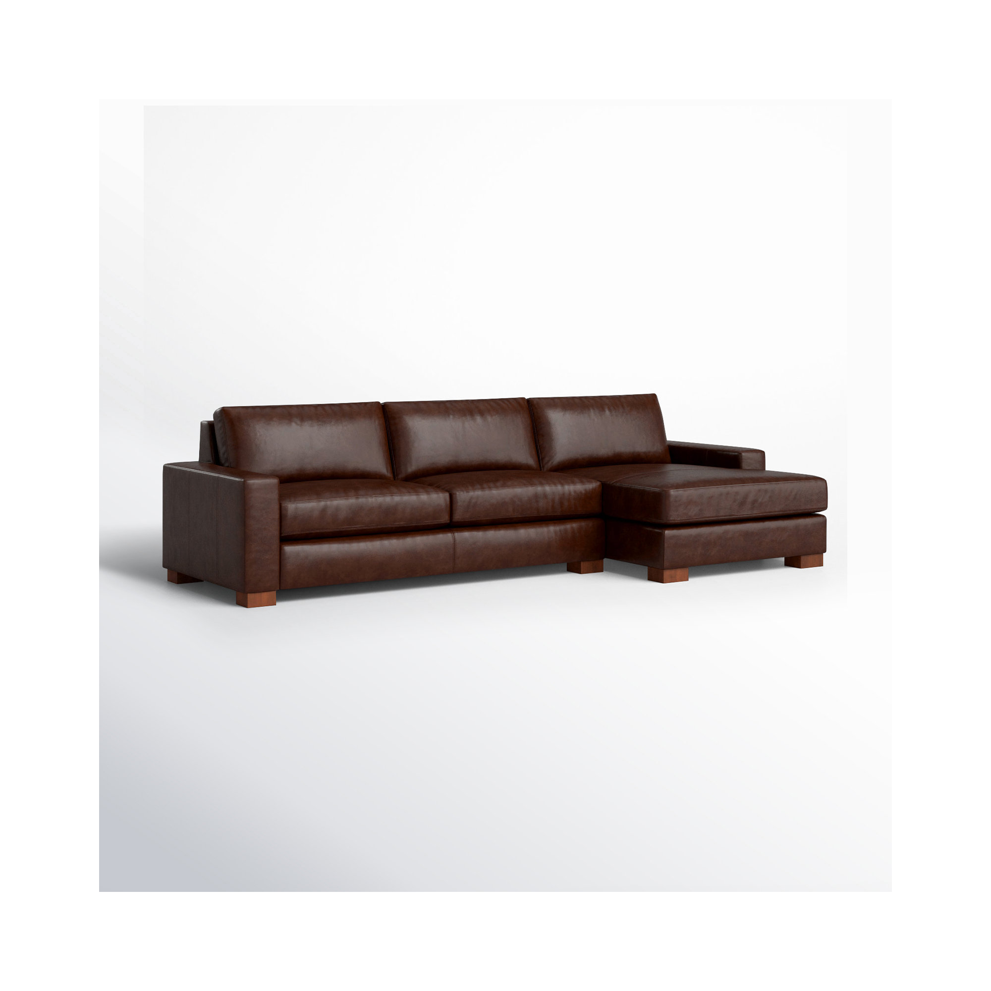 Jonie Genuine Leather 2-Piece Chaise Sectional, Bistro Rustic Genuine Leather, Right Hand Facing