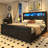 Farmhouse Bed Frame With Bookcase Storage Headboard, Charging Station And LED Lights-461465110-437135281
