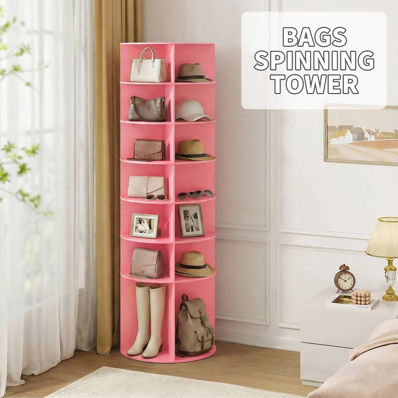 7-Tier 360° Rotating WPC Shoe Rack 72.4" Height, Pink