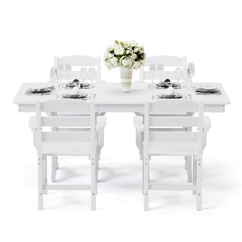 4-Person Hdpe Outdoor Dining Set, White