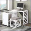 Ensemble de bureau 3 pièces avec bureau roulant, 2 ports USB et amp; Tabouret rembourré, finition blanche | Blanc | Bois-1437479301